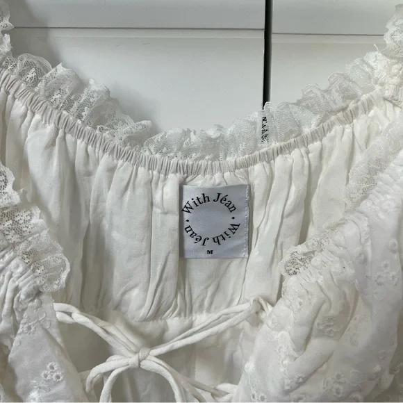 With Jean White Lace-Up Mini Dress - Picture 3 of 6